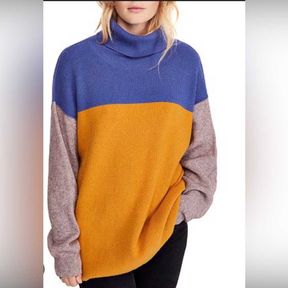 Free People Softly Structured Color Block Sweater… - image 1